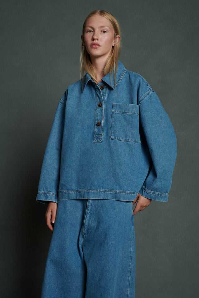 Chemise Austin - Denim Bleu Délavé - Coton - Femme