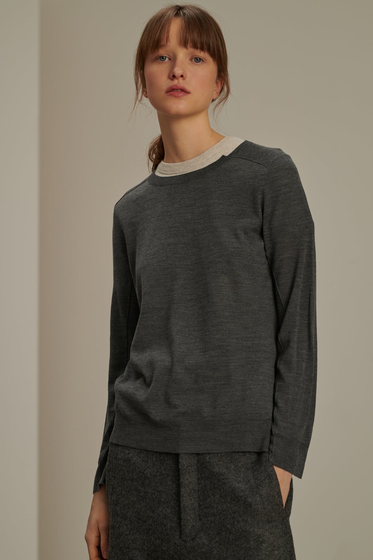 Pull Australie - Gris Chiné - Laine - Femme vue 1