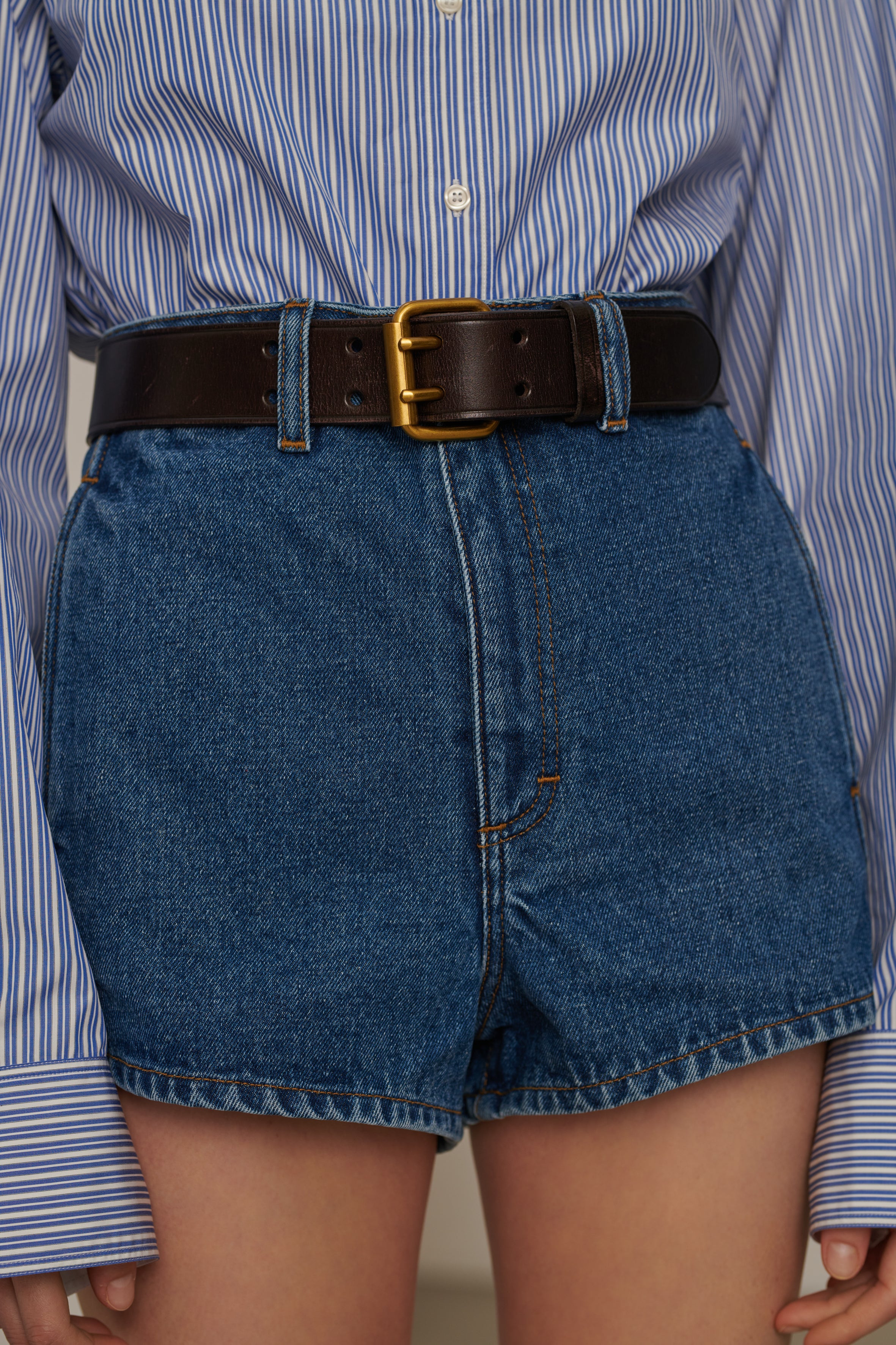 Short Cleo Bleu Coton Femme